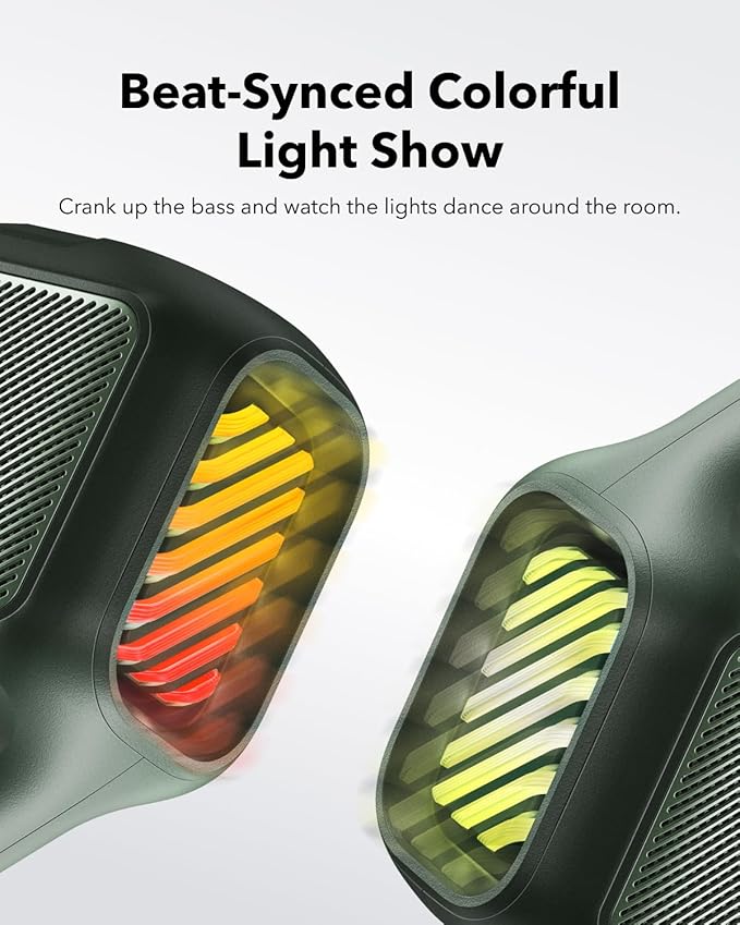 soundcore Boom 2 By Anker, Outdoor Speaker, 80W, Subwoofer, BassUp 2.0, 24H Playtime, IPX7 Waterproof, Floatable, RGB Lights, USB-C, Custom EQ, Bluetooth 5.3, Portable for Camping, Beach, and Backyard