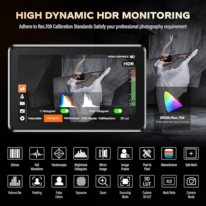 VILTROX DC-X2 Cage 6" SDI Camera Field Monitors 2000nits Super Bright Daylight Viewable External Monitor for 4k HDMI DSLR Touchscreen Monitor for Sony Canon Nikon with Sunshield 2200 MAh Battery