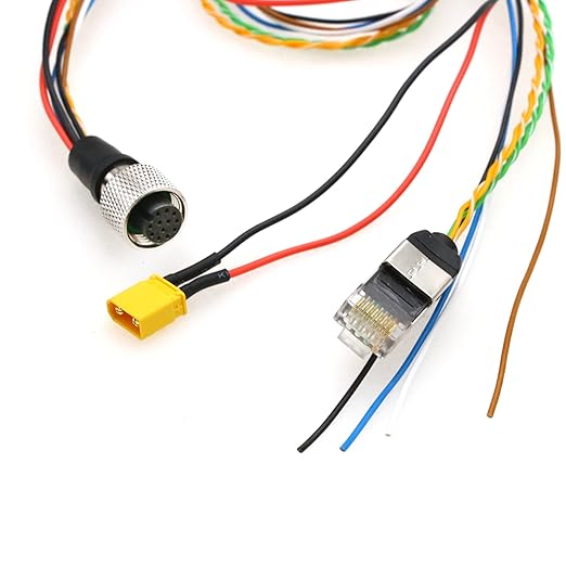 SZRMCC Livox Mid-360 Cable M12 Aviation 12Pin Female 3 in 1 Splitter RJ45 XT30 Flying Leads Data Sensor Cable for DJI Livox Mid-360 Avia Lidar (25cm)