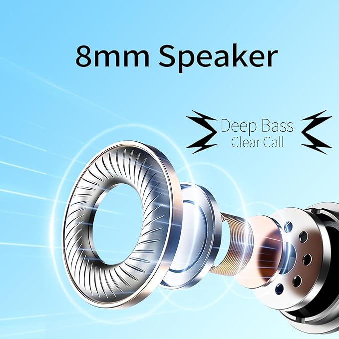 Wireless Earbuds in-Ear Headphones Bluetooth 5.3 with Built-in Mics Deep Bass Clear Call Ultralight Headsets Up to 60H Play Time for Studying Workout Gaming