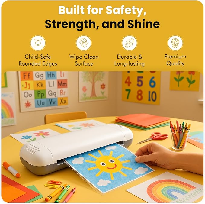 Thermal Laminating Pouches 3MIL – 200 Pack, 9 x 11.5 Inches – Glossy, Photo-Safe, Waterproof, Compatible with All Thermal Laminators – Letter Size Sheets for Documents, Photos, Menus & More.