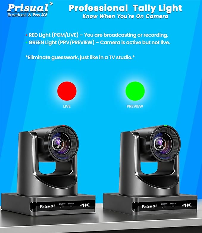 4K HDMI/IP/USB PTZ Camera 20X, Advanced PTZ Auto Tracking Camera, 1/1.8”4K UHD 30P with Built-in Tally Light for Church Conference Events, PoE, PT20X-4K (NDI Upgrade for Free)