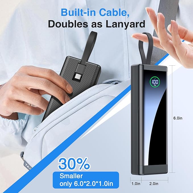 Portable Charger 25800mAh Power Bank, 22.5w Fast Charging Battery Pack, LED Display USB C Backup Battery, Slim Portable Phone Charger for iPhone 15/14/13 Pro Samsung Galaxy iPad AirPods