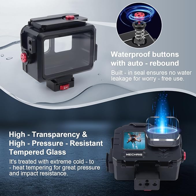 Aluminum Waterproof Case for GoPro HERO13 Black HERO12 HERO11 HERO10 HERO9 Action Camera 80M Deep Waterproof Horizontal and Vertical Shooting Switch (Quick Release-63075)