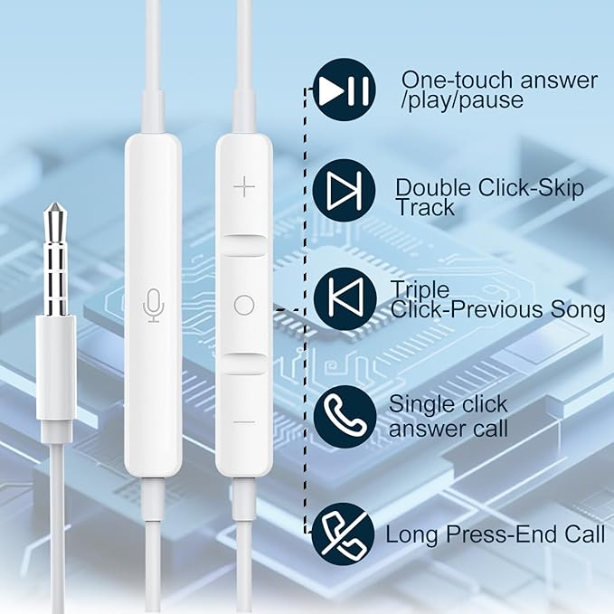 1 Pack Wired iPhone Earbuds/Wired Headphones with 3.5mm Jack Earphones[MFi Certified] with Microphone Volume Control Compatible for iPhone,iPad,iPod, Computer,MP3/4,Android Most 3.5mm Audio Devices