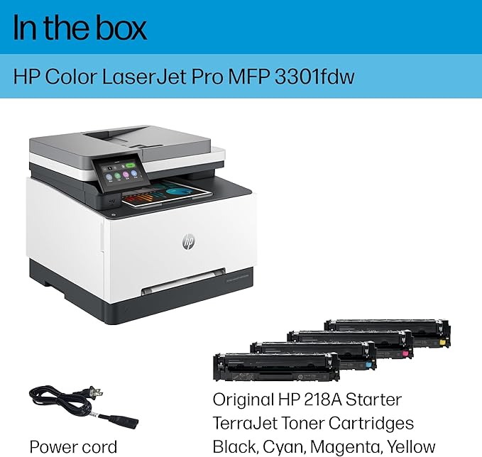 HP Color Laserjet Pro MFP 3301fdw Wireless All-in-One Color Laser Printer, Office Printer, Scanner, Copier, Fax, ADF, Duplex, Best-for-Office (499Q5F)