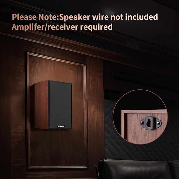 30W*2 Passive Bookshelf Speakers for Record Players and Home Theater Systems, Midrange and High-Frequency Stereo Speakers, Indoor Rear Surround Speakers, Requires a Amplifier,Wood Grain Color