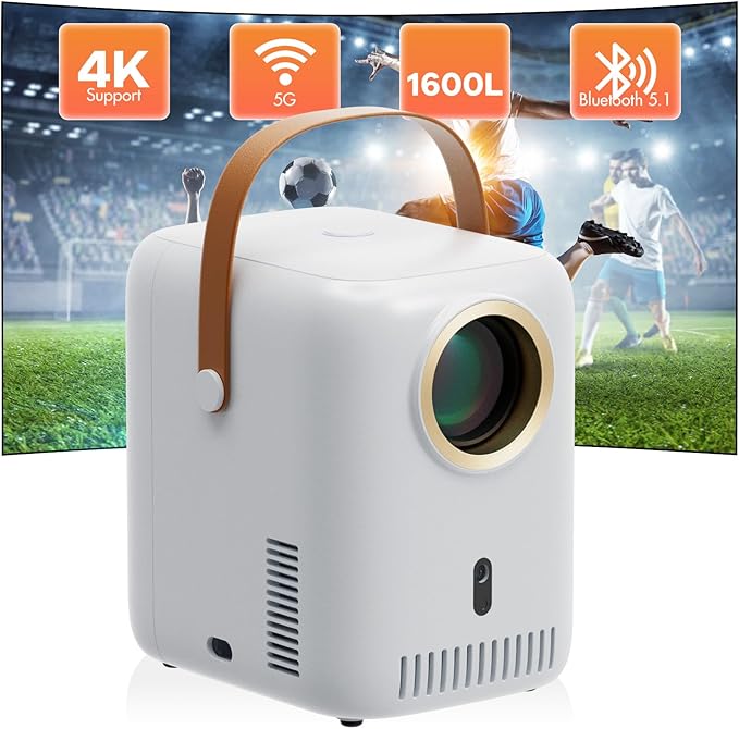 [Auto Focus] 4K Projector with 5GWiFi and Bluetooth, Outdoor Projector, Portable Movie Projector, 15000 Lumen, Android 9.0, Compatible with iOS/Android/TV Stick/HDMI/PS5
