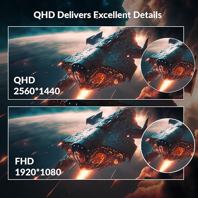 ZZA 27 inch Curved Monitor with 2K 2560 x 1440|75hz Computer Monitor 27 inch QHD with HDMI,DP and Wall Mountable| 1440P Eye Care PC Office Monitor for Working and Gaming