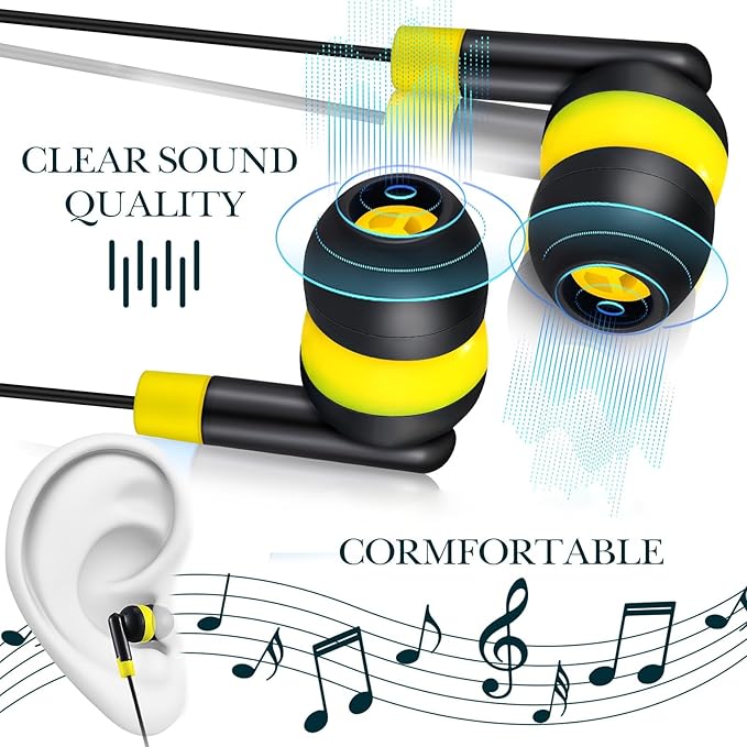 Kanayu 100 Pack Wired Earbuds Bulk for Classroom Ear Headphones Wired Basic Student Earbuds No Microphone with 3.5mm Jack for Kids Class Laptop School Library, Individually Bagged(Colorful)