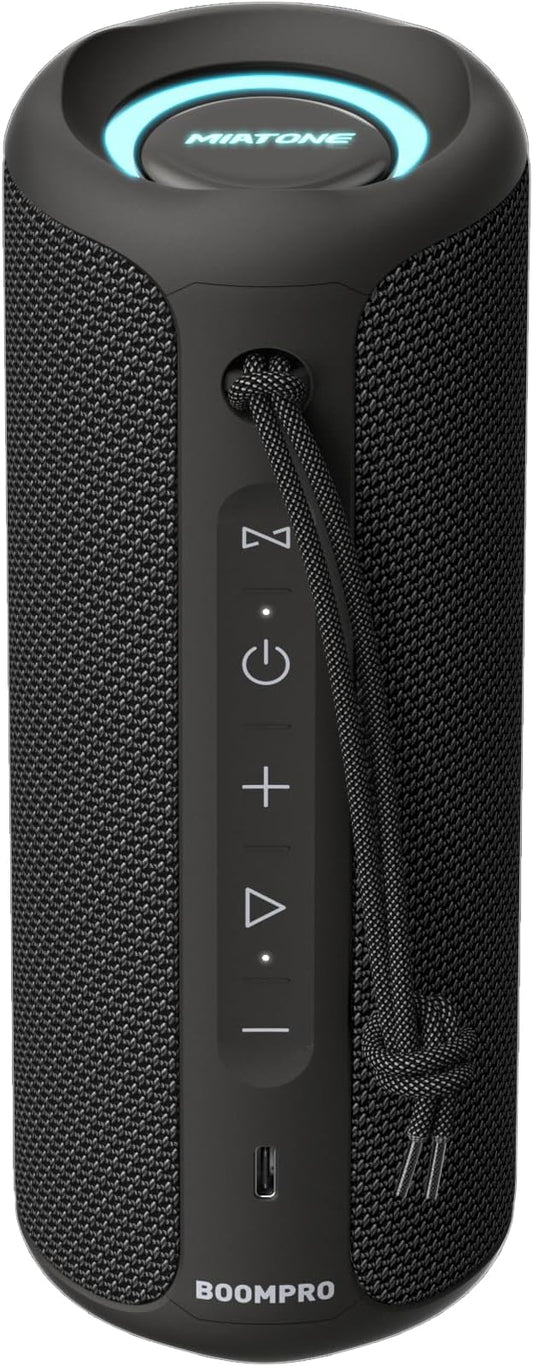 MIATONE Bluetooth Speakers 36W Portable Speaker with Stereo Sound Bass, Bluetooth 5.3 Wireless USB Type C Outdoor, 5000mAh 24H Playtime IPX7 Waterproof, Boy Friend Gifts for him (Black)