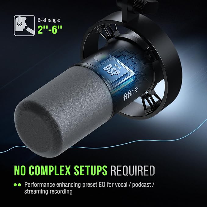 FIFINE Dynamic Microphone, XLR/USB Podcast Recording PC Microphone for Vocal Voice-Over Streaming, Studio Metal Mic with Mute, Headphone Jack, Monitoring Volume Control, Windscreen-Amplitank K688