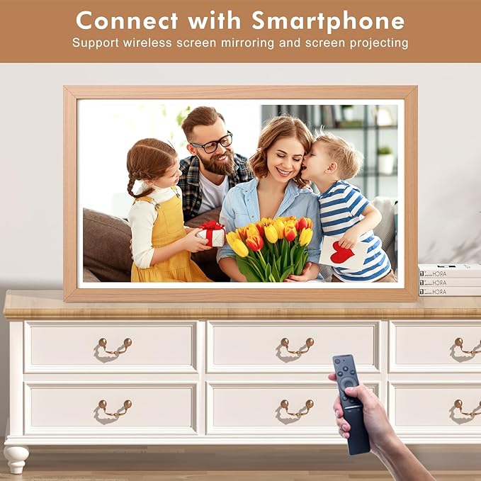 Large Digital Picture Frame 21.5"-WiFi-Photo-Frame - 1920 * 1080 IPS FHD Digital Photo Frame Display, 32GB, Wall Mounted, Load Photos Videos from Phone via App Email, Gifts for Mom Dad
