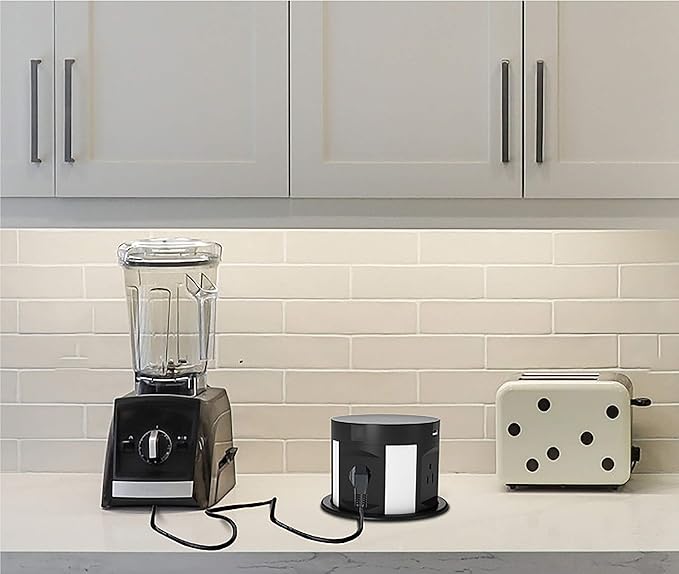 Automatic Pop Up Outlet for Countertop, Recessed Power Strip with 4 AC Outlets, 2 USB A, 2 USB C Pop Up Socket, Wireless Charger Station for Kitchen Conference Workbench, ETL Listed