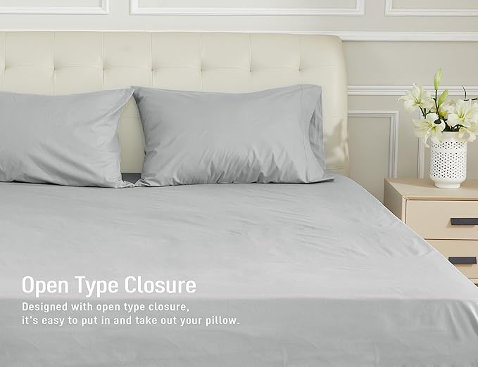 Sunflower King Pillowcases Set of 2, 100% Cotton King Size Pillow Cases 2, 20×40 inches Ultimate Gray, Soft and Breathable