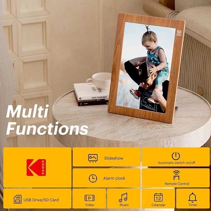KODAK Digital Picture Frame with Remote Control, 10.1 Inch Digital Picture Frame with 1280x800 IPS HD, Wall Mountable Programmable Auto On/Off, NO WiFi