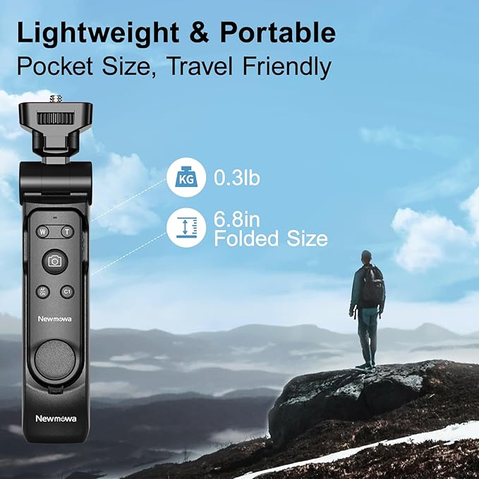 Newmowa Wireless Remote Control Shooting Grip & Mini Tripod for Sony ZV-1, ZV-1F, A7 III, A7R III, A9, A6100, RX100 VII, Canon EOS RP, EOS R, 6D Mark II, 800D, Nikon Z, Z6 II, Z50, COOLPIX A1000