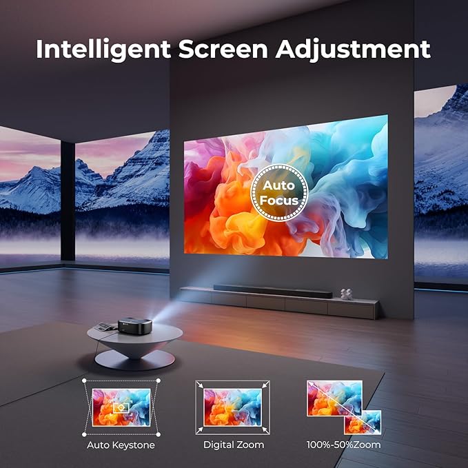 4K Projector with Wifi and Bluetooth, ELEPHAS Outdoor Movie Projector with NETFLIX/Prime Video/YouTube Built-in, 100,000+ Apps Supported, Video Projector Compatible with HDMI/USB/iOS/Android/Windows