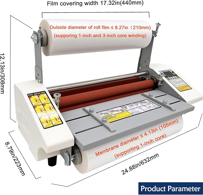 Updated Hot Cold Roll Laminator 17.32"/A2+ Digital Thermal Laminating Machine Single/Dual Sides Lamination for Printing Shops, Advertising Company
