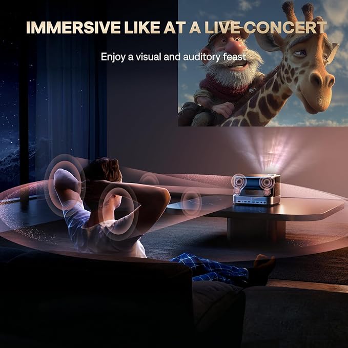 3-in-1 Projector 4K Supported, AURZEN BOOM 3 Smart Projector with WiFi and Bluetooth, 3D DoIby Audio & 36W Speakers, Auto Focus & Keystone, Netflix Official 500 ANSI Home Outdoor proyector, Black