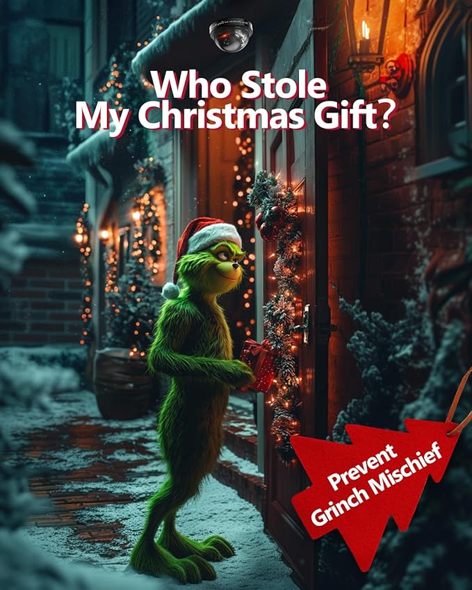 WALI Santa Cam, Santa Camera Ornament with Realistic Red Flashing Light, Fake Dummy Security Cameras Motivate Kids and Prevent Grinch Mischief, Perfect Christmas Decor Indoor & Outdoor-2 Packs