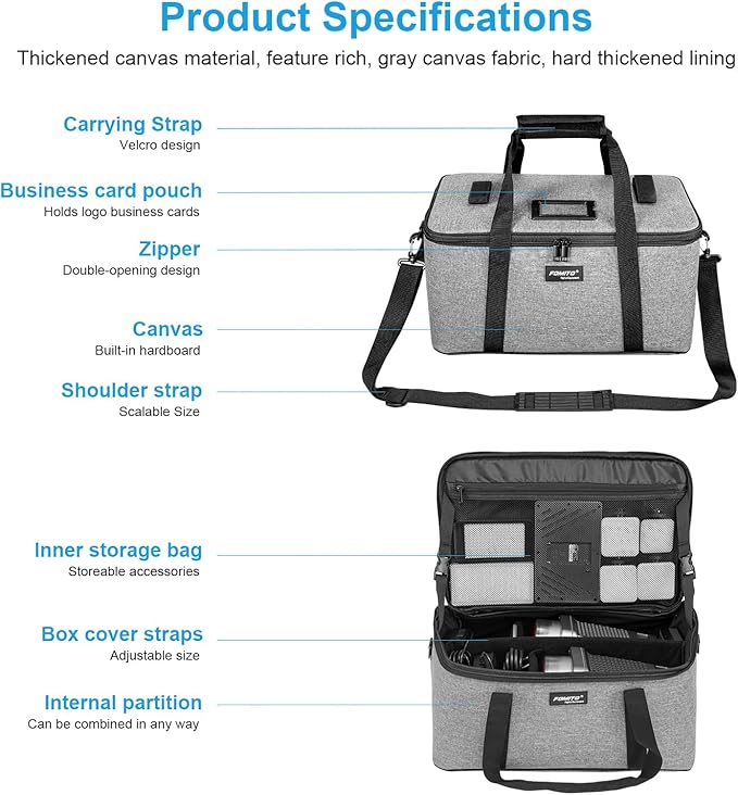 FOMITO AB-27 Foldable Camera Bag 16.73in x 11in x 8.66in Shockproof Case for DSLR, Gimbal, Drone Heavy-Duty Handle DIY liner
