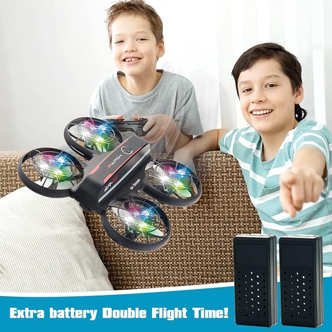 RC Drone with Altitude Hold and Headless Mode,Quadcopter with Blue&Green Light,Propeller Full Protect,2 Batteries and Remote Control,Easy to fly Kids Gifts Toys for Boys and Girls