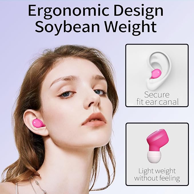 Wireless Earbuds in-Ear Headphones Bluetooth 5.3 with Built-in Mics Deep Bass Clear Call Ultralight Headsets Up to 60H Play Time for Studying Workout Gaming Pink
