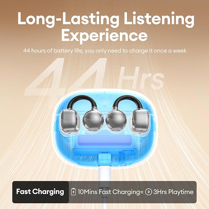 PAXA Clip On Earbuds, Clipbuds7 Open Ear Earbuds Wireless Bluetooth 5.4 with LED Display, Auto L-R Ear Recognition and Touch Control, Ultra-Light 4.5g Fit Comfort for Sports Fitness Daily Use, Black