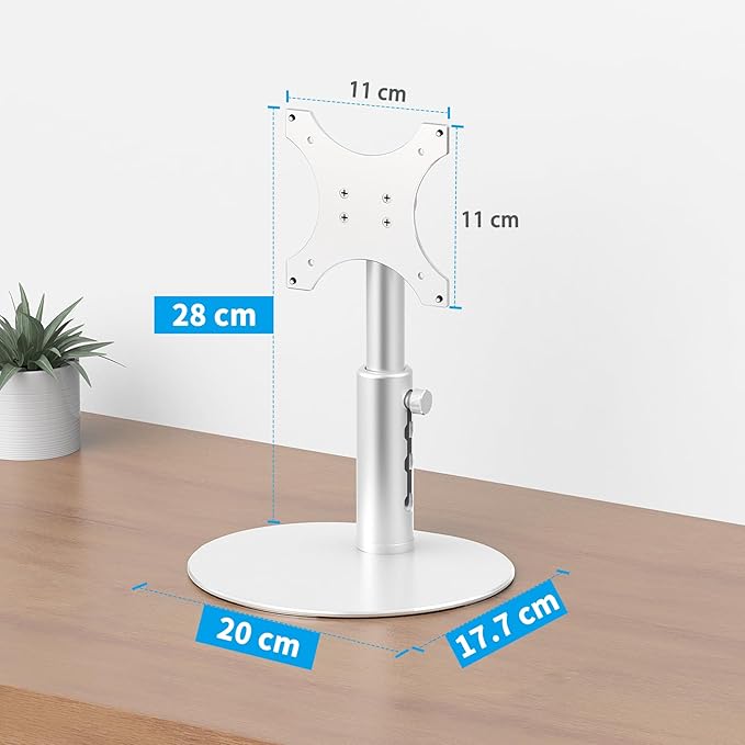 Almoz Sturdy Stand Compatible with Echo Show 21, Show 15 (All Generations) with Adjustable Tilt, 4 Height Levels, Flexible Viewing and Solid Support for Show 15 2nd Gen (Basic-Silver)