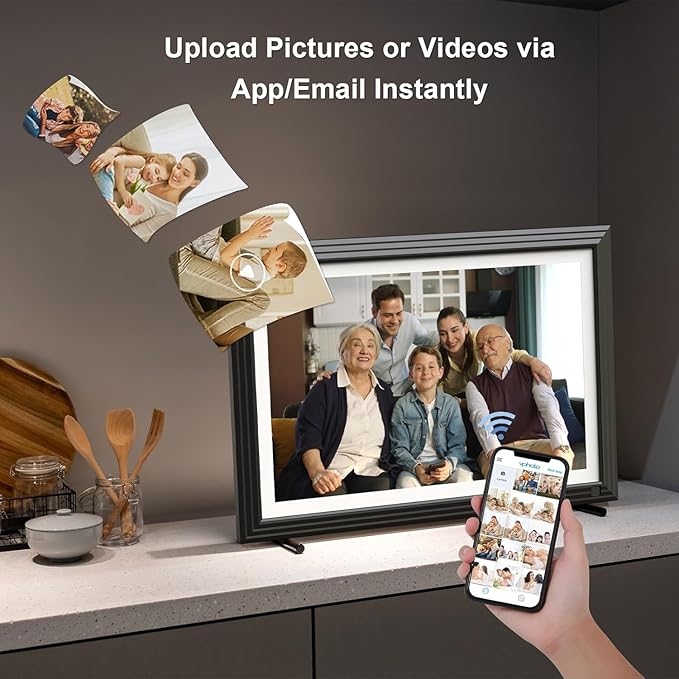 Wireless Digital Picture Frame 10.1"-WiFi-Photo-Frames - Smart Electronic Photo Display 32GB,1280 * 800 Touch Screen, Wall Mountable, Share Photo Video Via App, for Boyfriend Girlfriend