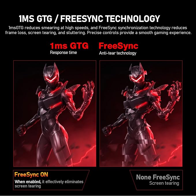 27 inch IPS PC Screen, 4K Gaming Monitor 160Hz, 1ms, FreeSync, 100% sRGB, 178° Wide Viewing Angle, HDMI 2.1, DisplayPort,Height-Adjustable and Swivel,75 * 75MM Wall Mount Compatible - Black