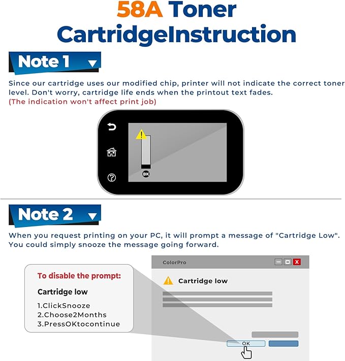 58X Toner Cartridge Black Laser Jet Pro M404dw Enterprise M406dn Compatible for HP 58X CF258X Toner Cartridges Replacement Pro M404dw M406dn M404dn M404n MFP M430f M428dw M428fdn fdw Printer(2 Black)