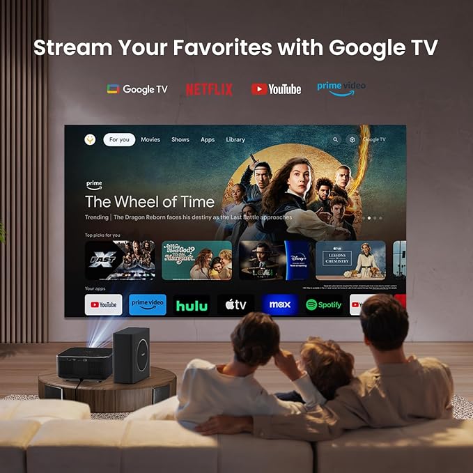 Yaber K3 Pro Projector with Subwoofer set Smart Projector with Google TV, 30W Speaker Sound by JBL, Dolby Audio, Home/Outdoor Movie Projector with WiFi6 and Bluetooth, Netflix 7000+app