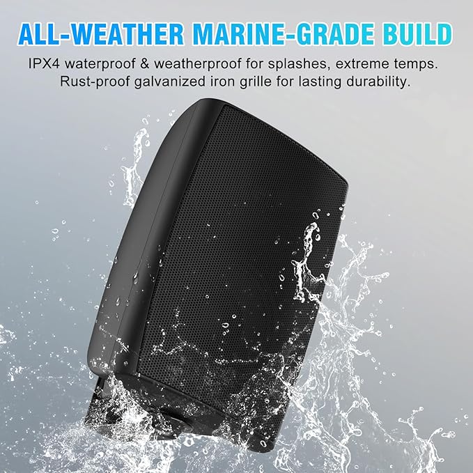 STUDIOFINIX 6.5 Inch 400W Outdoor Speakers Wired Waterproof Passive with Powerful Bass, Wall Mount Speakers for Patio Garden Poolside Home(Pair,Black) (Black, 8)