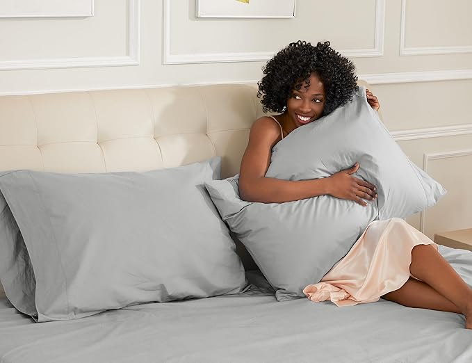 Sunflower King Pillowcases Set of 2, 100% Cotton King Size Pillow Cases 2, 20×40 inches Ultimate Gray, Soft and Breathable