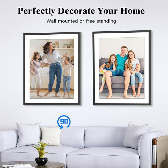 17" Large-Digital-Picture-Frame WiFi Photo Frame - 1280*960 FHD Touchscreen Digital Frame, Full Function, Auto Rotate, Wall Mounted, Free Cloud, Sharing Phoro and Video via App Email, Gift for Mother