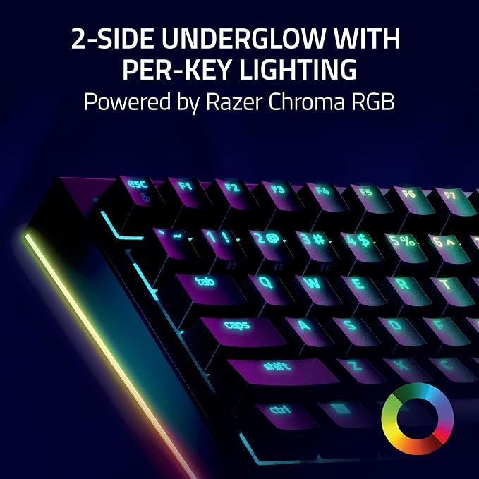 Razer BlackWidow V4 Pro 75% Wireless Gaming Keyboard: OLED Display - True 4K Hz Wireless - Bluetooth - Hot Swappable - Orange Tactile Switches - Command Dial - Snap Tap - Chroma RGB - Wrist Rest