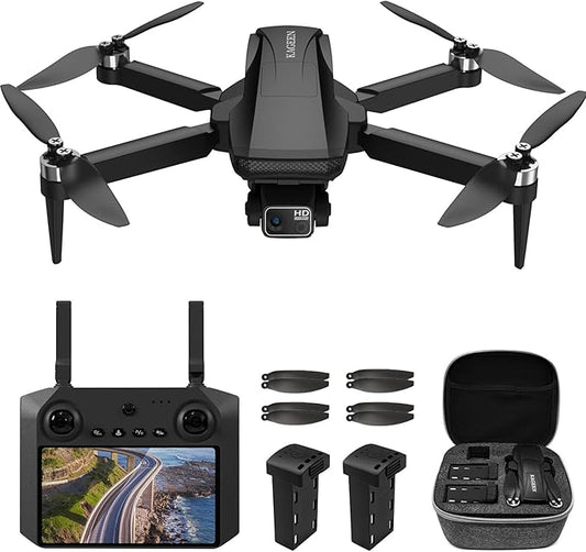 GPS Drone with Camera for Adults 4K, 5.5" Touchscreen Controller, 3-Axis Gimbal & EIS, 46 Mins Flight, 2KM FPV Transmission, Under 249g Foldable Quadcopter, Brushless Motors, Auto Return, Gift for Beginner