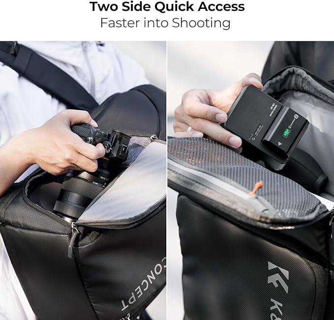 K&F Concept Camera bags Waterproof 25L Large Capacity Camera Case with Raincover Camera Case 15.6 Inch Laptop Compartment Compatible with Canon/Nikon/Sony/DJI Mavic Drone Travel Camera Backpack