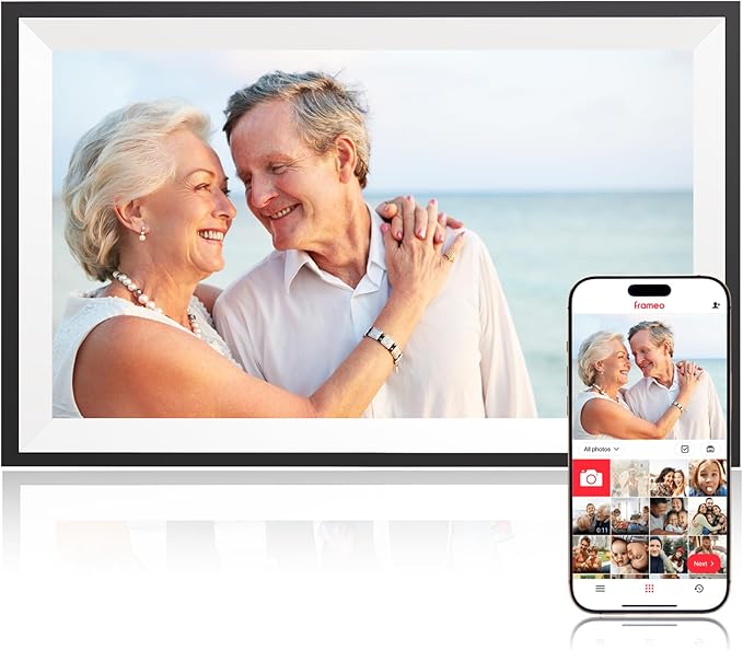 Digital Picture Frame, Frameo 15.6 inch Large Digital Photo Frame WiFi, 1920*1080 IPS FHD Touchscreen, 32GB, Instant Share Pictures Video, Photo Frame Electronic, Gift for Mom, House Warming, Wedding