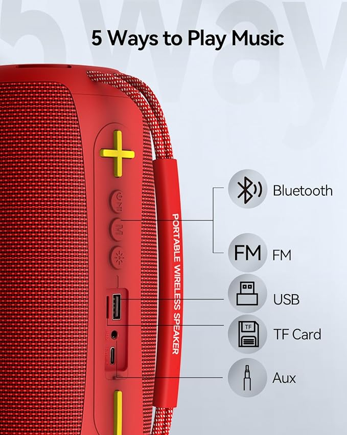 Portable Bluetooth Speaker with Light, Waterproof Karaoke Machine for Adults & Kids, Loud Sound and Deep Bass, Up to 8H Playtime, Support Bluetooth/AUX/USB for Home, Party, Outdoor and Travel