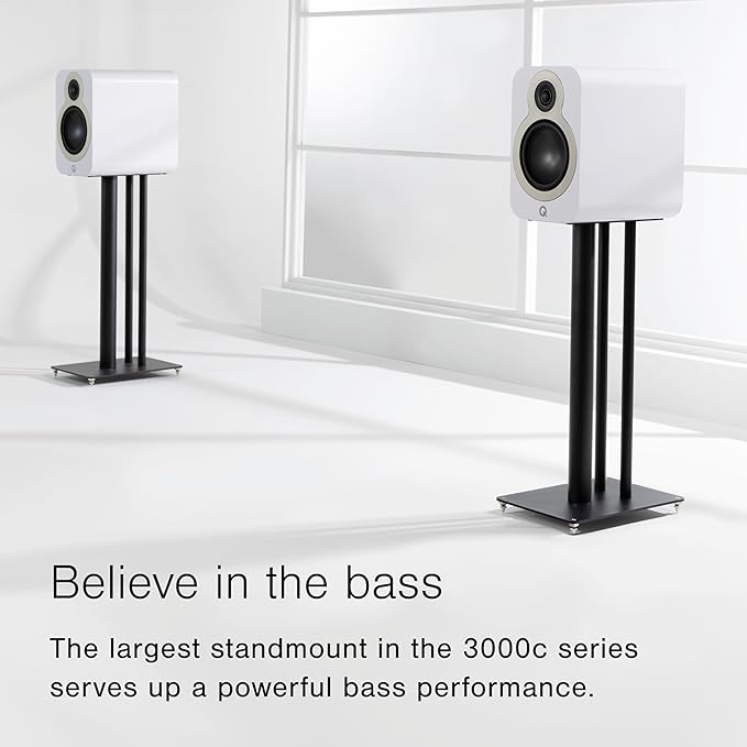 Q Acoustics 3030c Bookshelf Speakers Pair Satin Black - 2-Way Reflex Enclosure Type, 5.5" Bass Driver, 0.9" Tweeter - Stereo Speakers/Passive Speakers for Home Theater Sound System