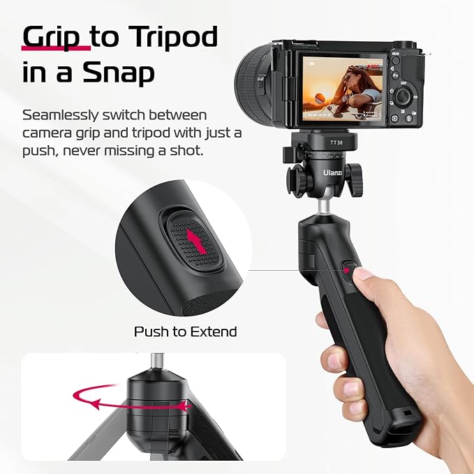 ULANZI Tabletop Tripod for Camera Mini Vlogging Tripod TT38, Uka F38 ClickOpen Flexible Travel Tripods for Sony/Canon/Nikon/Fujifilm DSLR DJI Osmo Nano Pocket Shooting Selfie Video Vlog