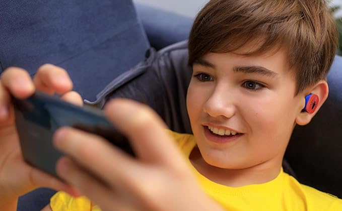 eKids Spiderman Wireless Earbuds with Microphone, Bluetooth Earbuds with Charging Case for Ear Buds, Designed for School, Home, or Travel