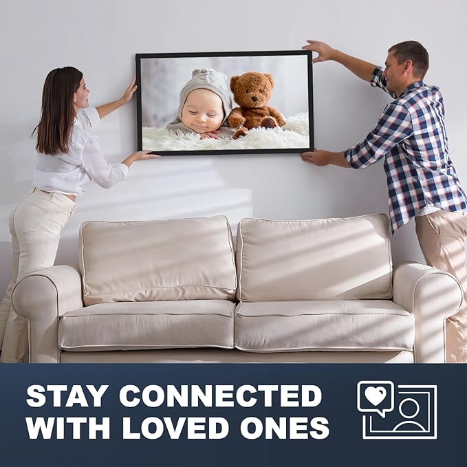 21.5 Inch Large Digital Picture Frame, 1920x1080 FHD IPS WiFi Electronic Photo Frame with Remote Control, 32GB Storage, Wall-Mountable, Instantly Share Photo/Video via Apps, Email, Black