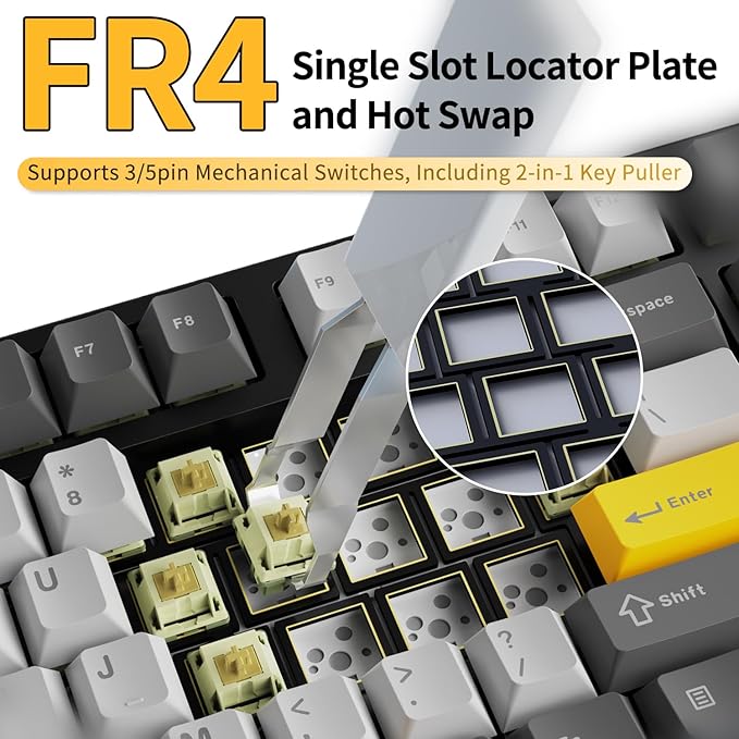 DAIDAI×AJAZZ AK35I V3 Full Size Hot Swap Mechanical Gaming Keyboard with Screen & Knob 2.4G/BT/USB-C Gasket Keyboard FR4 Plate 8000mAh Battery South Facing LED RGB(Avocado Axis)