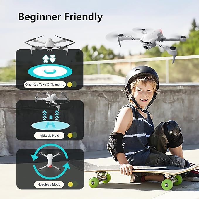 DRONEEYE F10 Foldable Drone with Camera for Adults, Brushless Motor, 1080P HD FPV Live Video, Altitude Hold，Headless Mode,3D Flips, Trajectory Flight, App Control,One Key Start, RC Quadcopter for kids with 2 Batteries