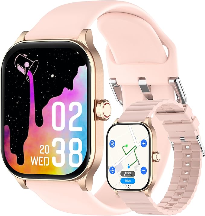 Smart Watch with AI (Built-in GPS + Map), 1.96" HD Fitness Tracker for Men Women, 100+ Sports Modes, Call/Reply/Notification, 24/7 Heart Rate & Sleep Monitor, Waterproof Smartwatch for Android iPhone