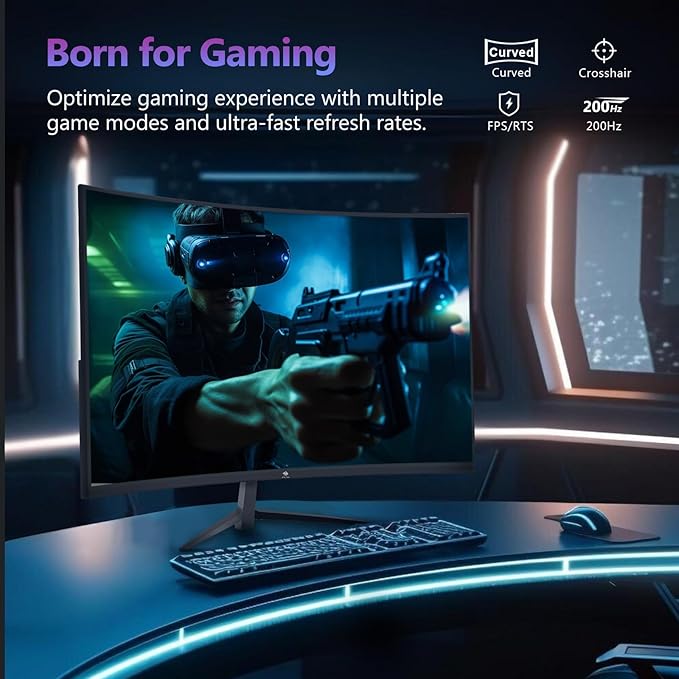 Z-Edge 27 inch Curved Gaming Monitor, FHD 1080P 200Hz 165Hz 144Hz Curved 1500R PC Monitor, MPRT 1ms Monitor, 350nits, 16.7M Colors, UG27 Frameless Bezel, 1X DP 1.4 Ports and 1X HDMI 2.1 Ports